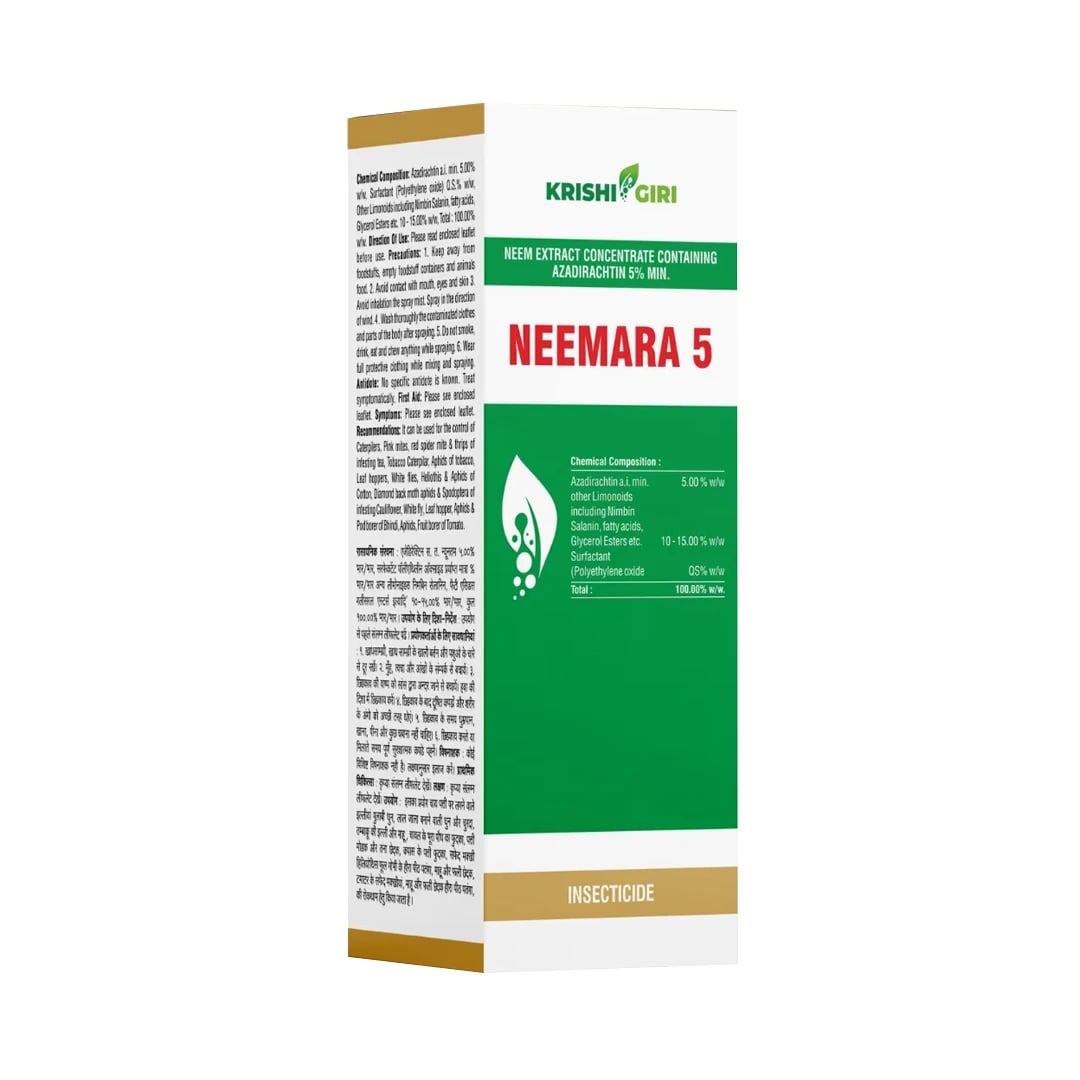 Krishigiri NEEMARA Azadirachtin 5% Insecticide, Neem Extract Concentrate 50000 PPM, Effective For Aphids, Whitefly, Pod Borer And Leafhoppers In Crops