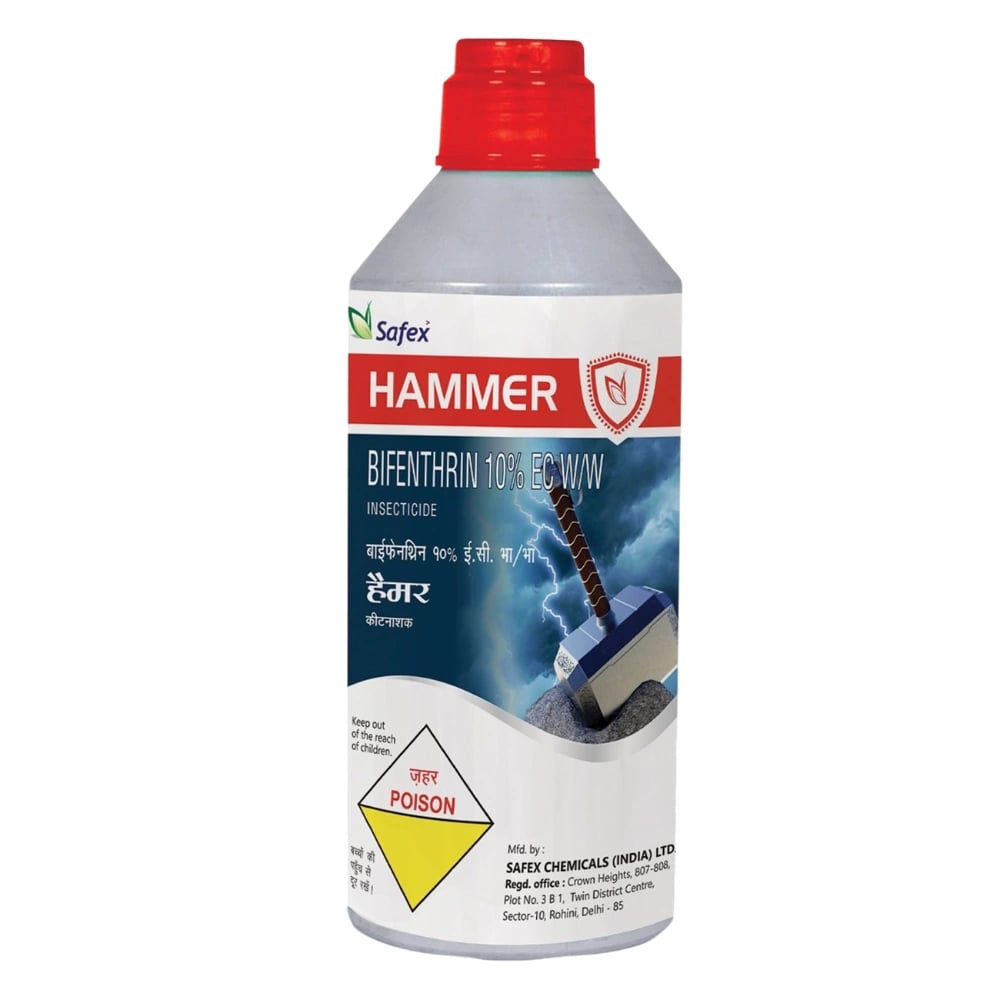 Safex Hammer Bifenthein 10% EC Synthetic Pyrethroid Insecticide And Miticide, Contact and Stomach Action On Target Insect 