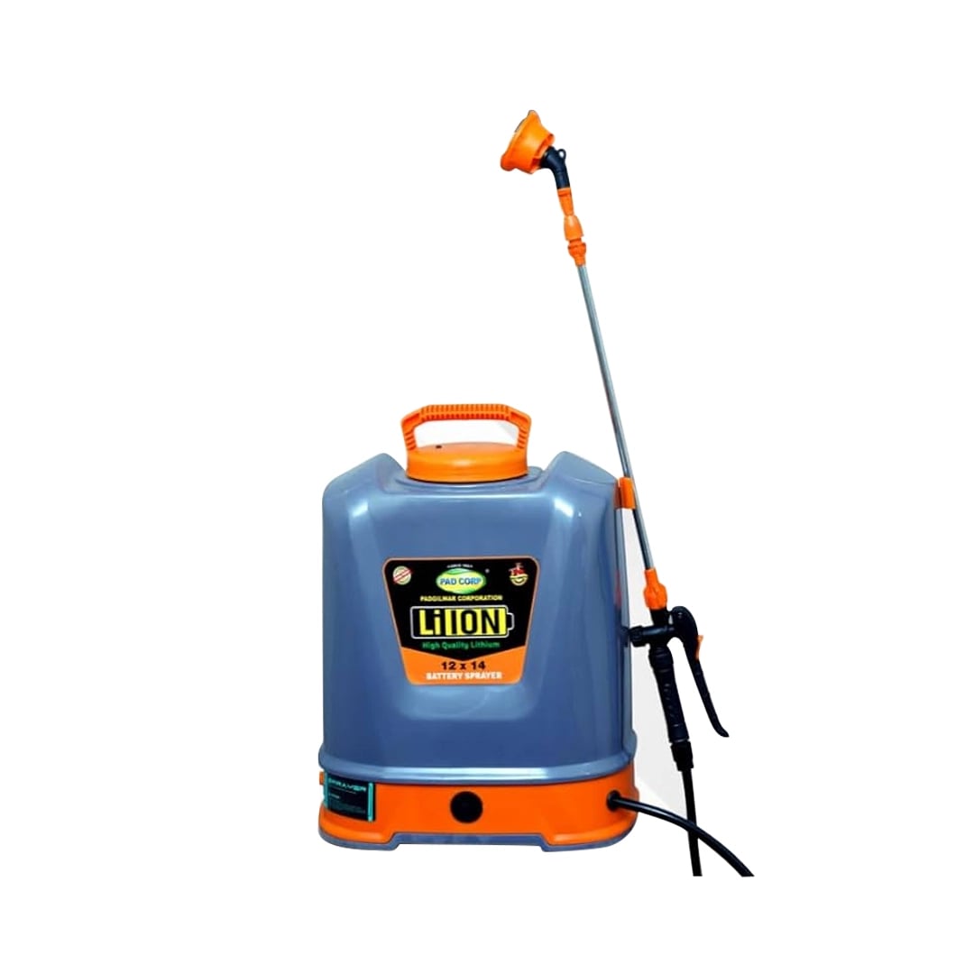 Pad Corp Li-Ion Lithium Battery Sprayer 12 Volt x 14 Amp, 1 Year Battery Warranty, Light Weight, 4.5 LPM Copper Motor, 16 Ltr Tank, Digital Volt Meter