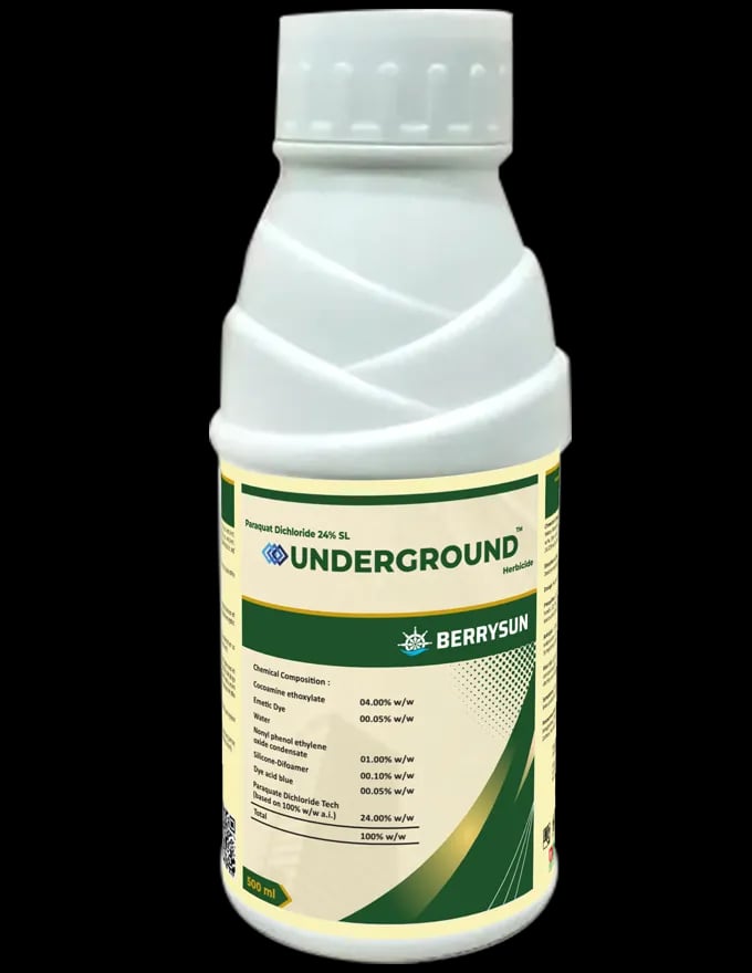 Berrysun Underground Paraquat Dichloride 24% SL Herbicide, Post Emergent Weed Control, Targeting A Broad Spectrum Of Grasses And Broadleaf Weeds