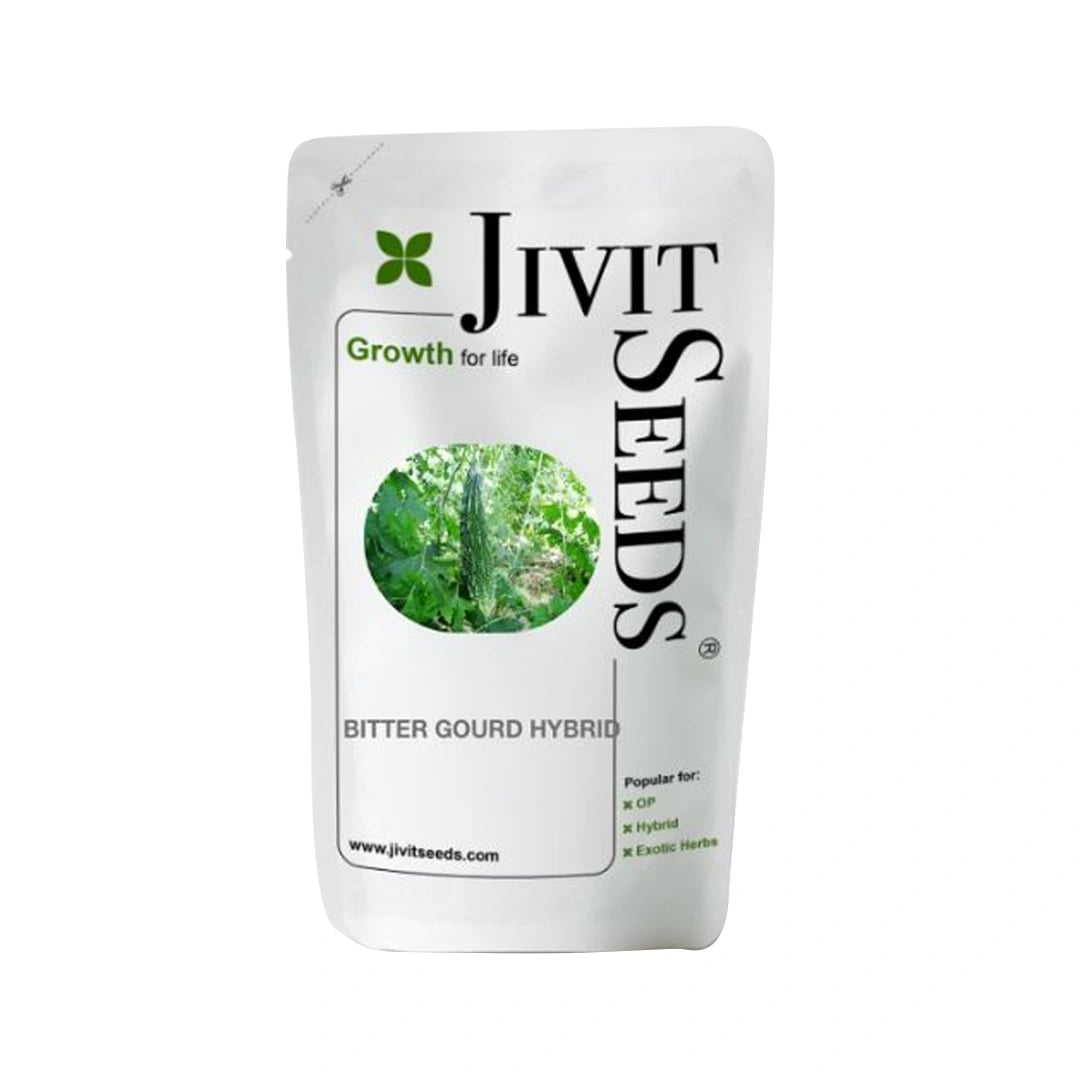 Jivit Hybrid F1 Hari Kranti Bitter Gourd Seeds. Dark Green Deep Green Ridged Fruits.