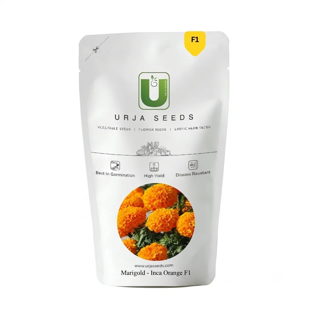 Urja Marigold-Inca Orange F1 (Marigold Seeds) - 15 Seeds Pack
