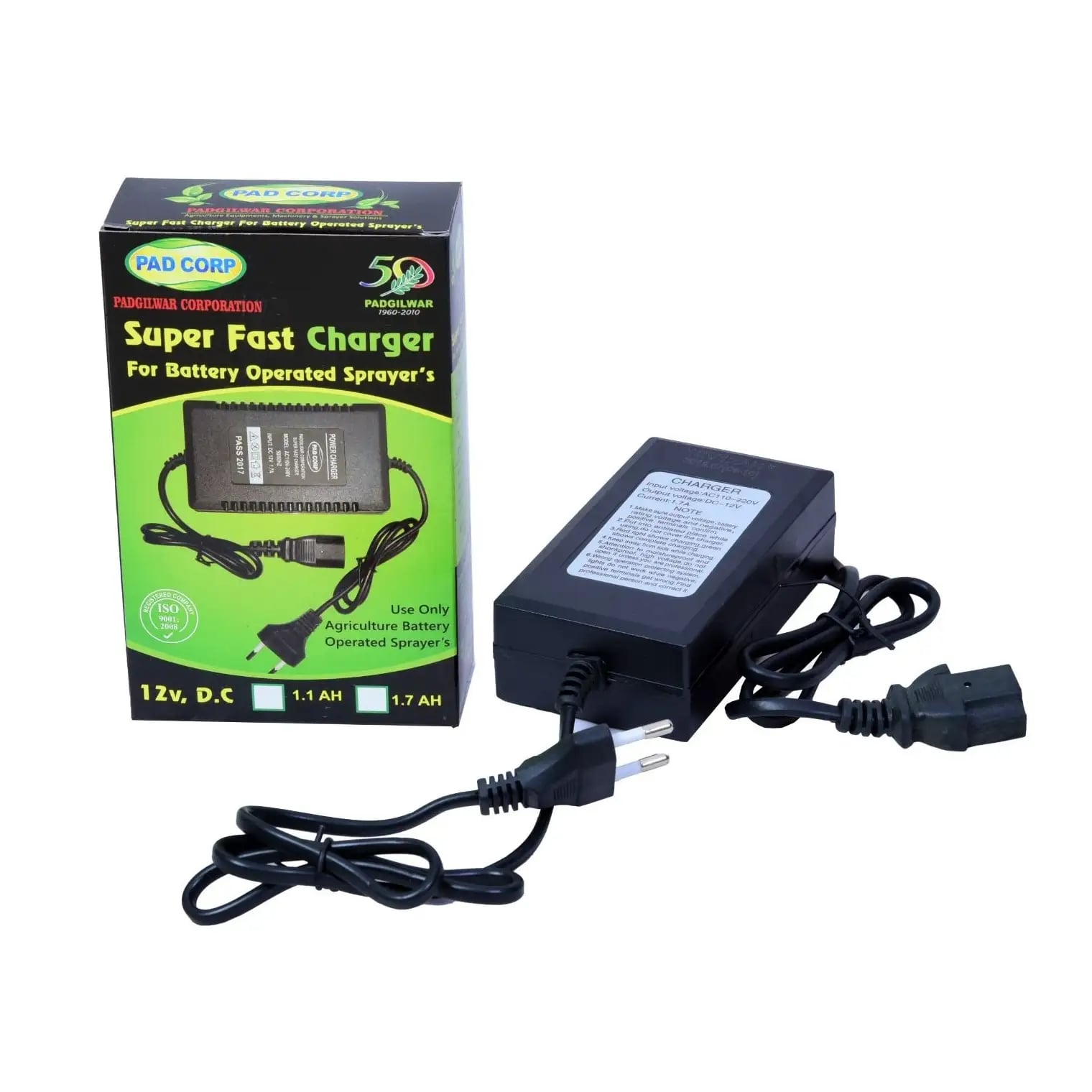 Pad Corp Battery Charger 1.7 Amp, SUITABLE FOR ALL BATTERY SPRAYER          