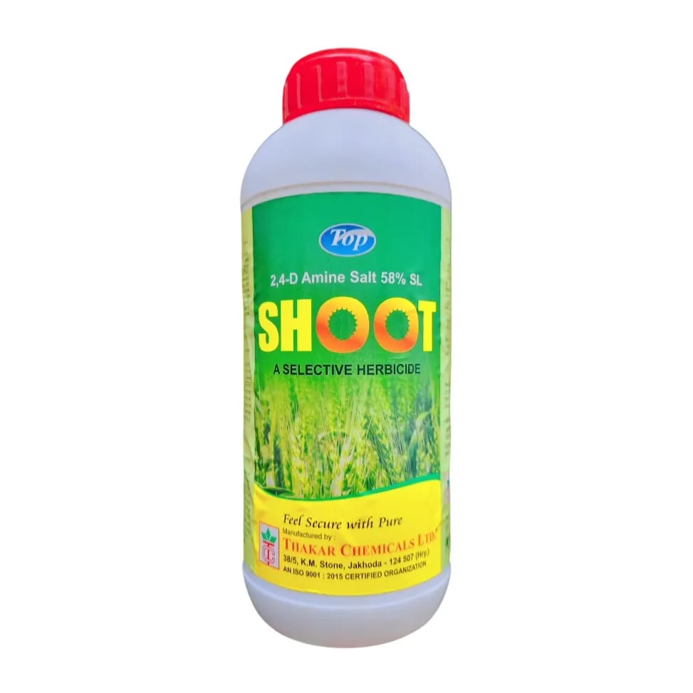 Thakar SHOOT 2,4-D Amine Salt 58% SL Herbicide, Systemic For Control Of Broad Leaf Weeds
