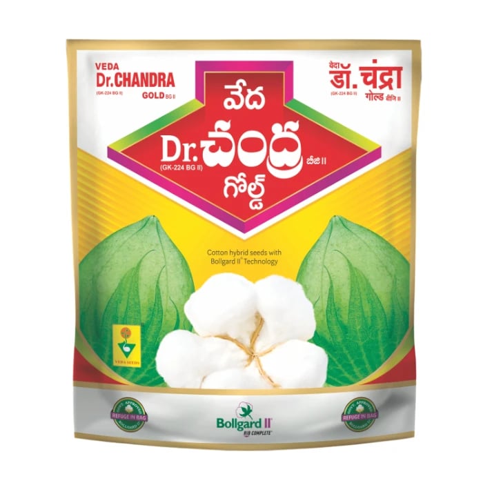 Veda Dr. Chandra Gold Cotton Seeds (GK 224 BG II) - Medium Crop Duration, Big Boll Size (475 Gm)