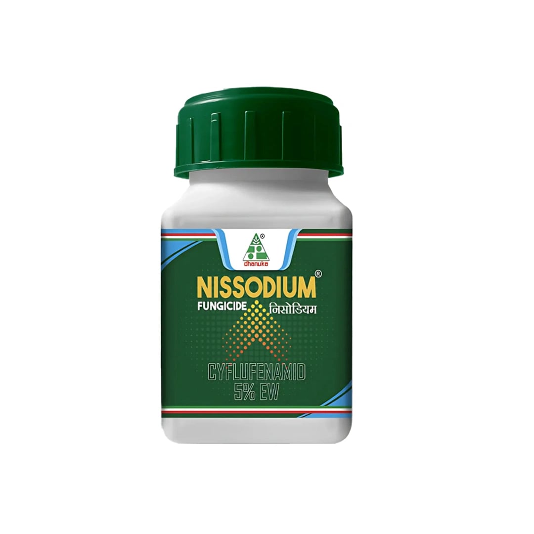 Dhanuka Nissodium Fungicide (Cyflufenamid 5% EW) Systemic & Contact Fungicide Controls Powdery Mildew In Chilli, Grapes & Black Gram