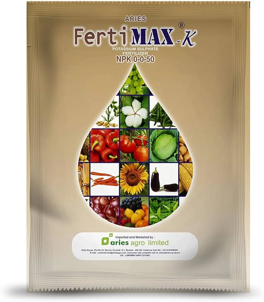 Aries FertiMax NPK 00:00:50 Potassium Sulphate Fertilizer, Supports Increased Flowering, Fruit Development, And Higher-Quality Yields