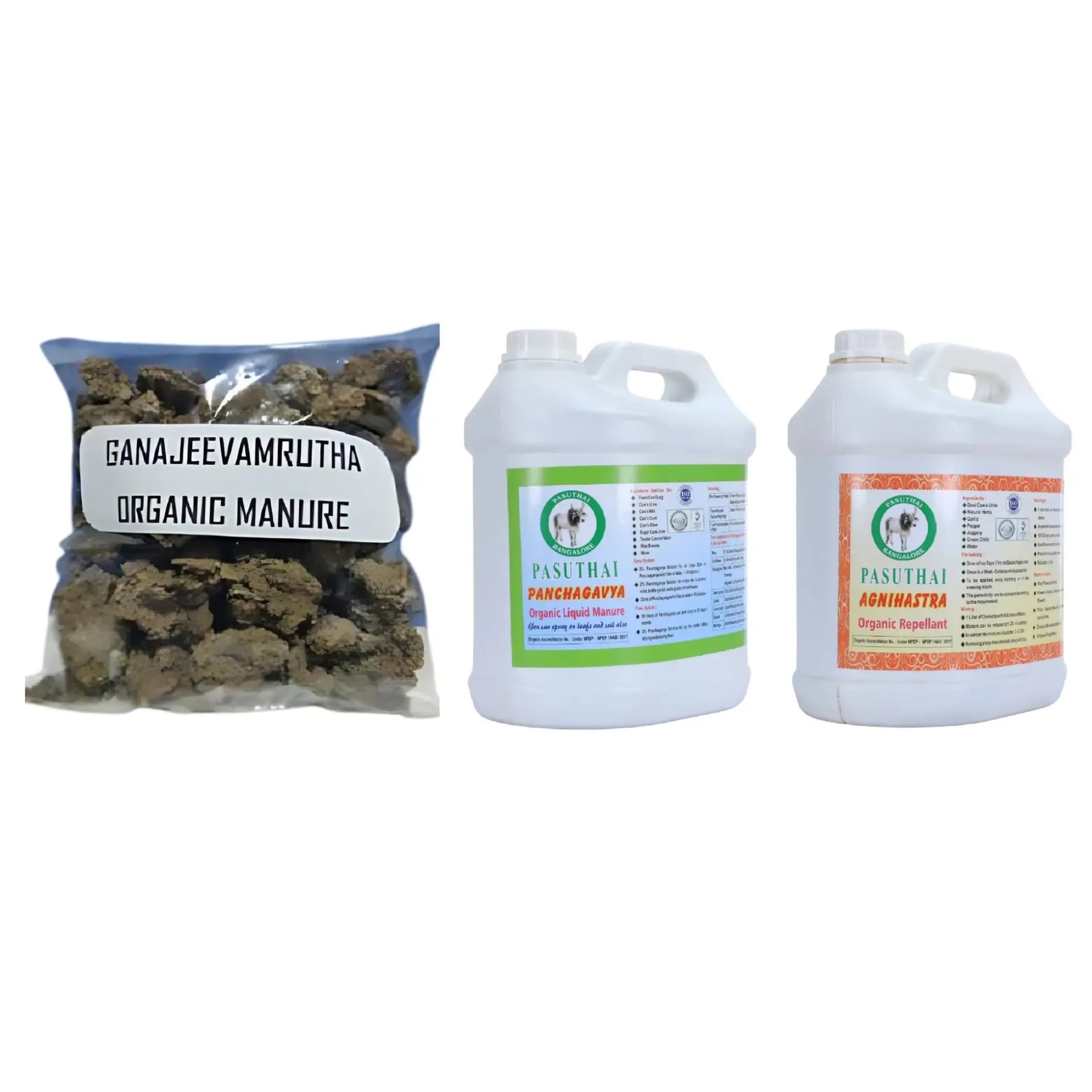 Pasuthai Panchagavya (2L), Agnihastra (2L) and Ganajeevamrutha (2Kg) Combo Products, Increases Crop Yield