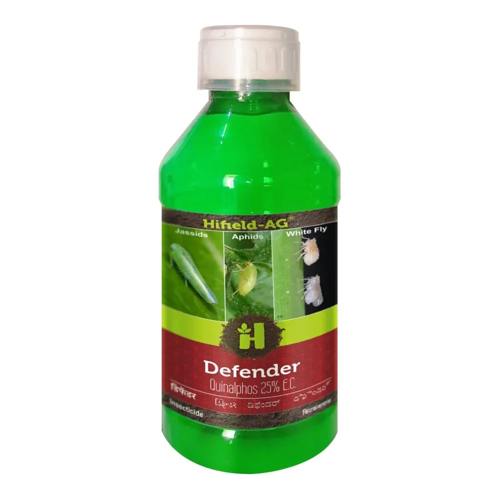 Hifield Defender Quinalphos 25% EC, Broad Spectrum Insecticide, Controlling Bollworm, Stem Borer, Leaf Folder, Leaf Hopper and Green Leaf Hopper