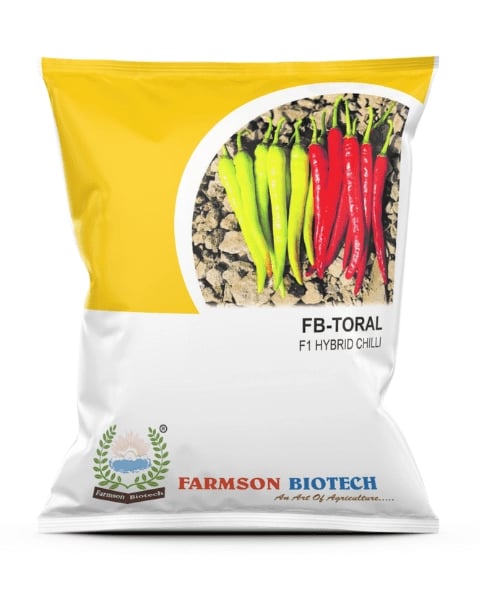 Farmson FB-Toral Chilli Seeds - (Mirchi Seeds) High Yield, Disease Resistant, Dual-Purpose Variety