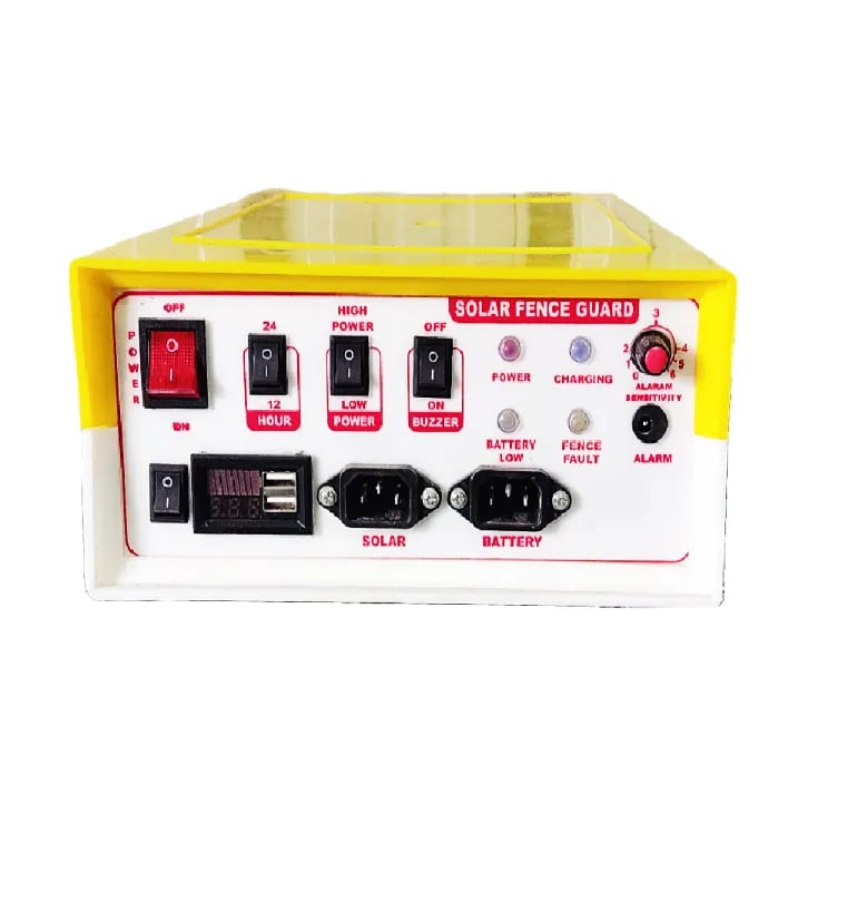 Urja 15 KV Digital Solar Fence Energizer Of Dual Power Mode, Includes A USB Socket For Mobile Charging, Keeps Wild Animals Away From Farms
