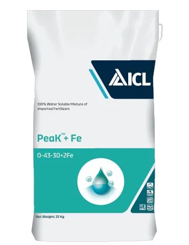 ICL Peak+Fe 0-43-30+2Fe Water Soluble Fertilizer For Flowering and Fruit Development