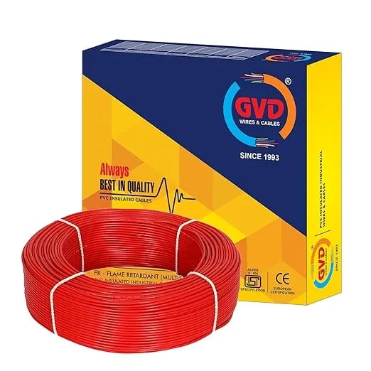 GVD Red Single Core FR PVC Flexible Insulated Copper Wire For Agriculture, Home, Domestic & Industrial Use