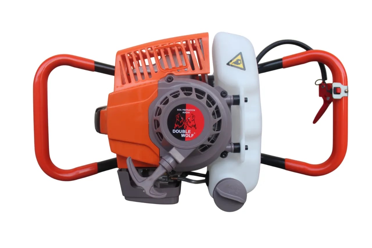 Double Wolf 68CC 2 Stroke (Single Handle) Petrol Earth Auger, Designed For Various Ground Drilling Applications.