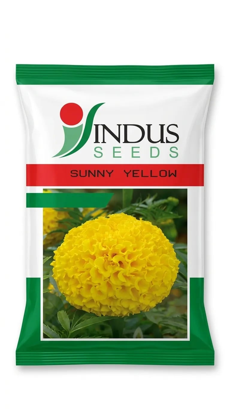 Indus Sunny Yellow F1 Hybrid Marigold Seeds 1000 SD + 300 SD Free Pack