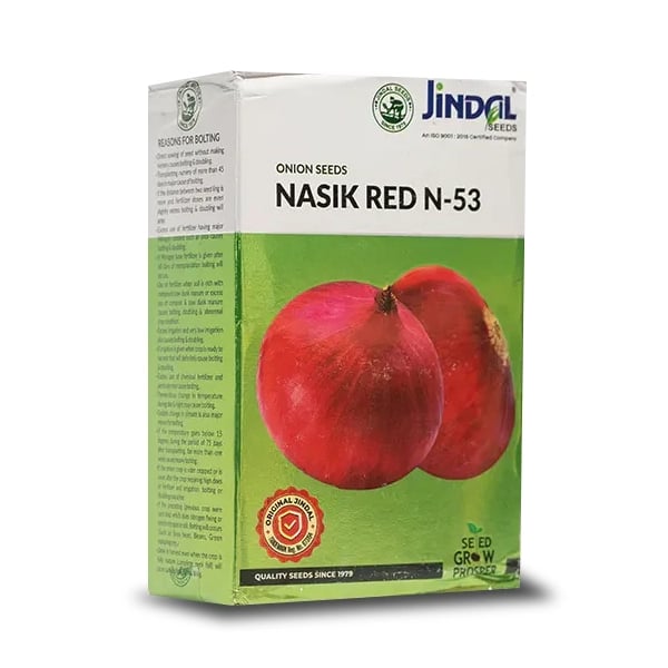 Jindal Nasik Red N-53 Onion Seeds - (Kanda Seeds) High Yielding, Medium Red Flat Oval Bulbs For All Seasons