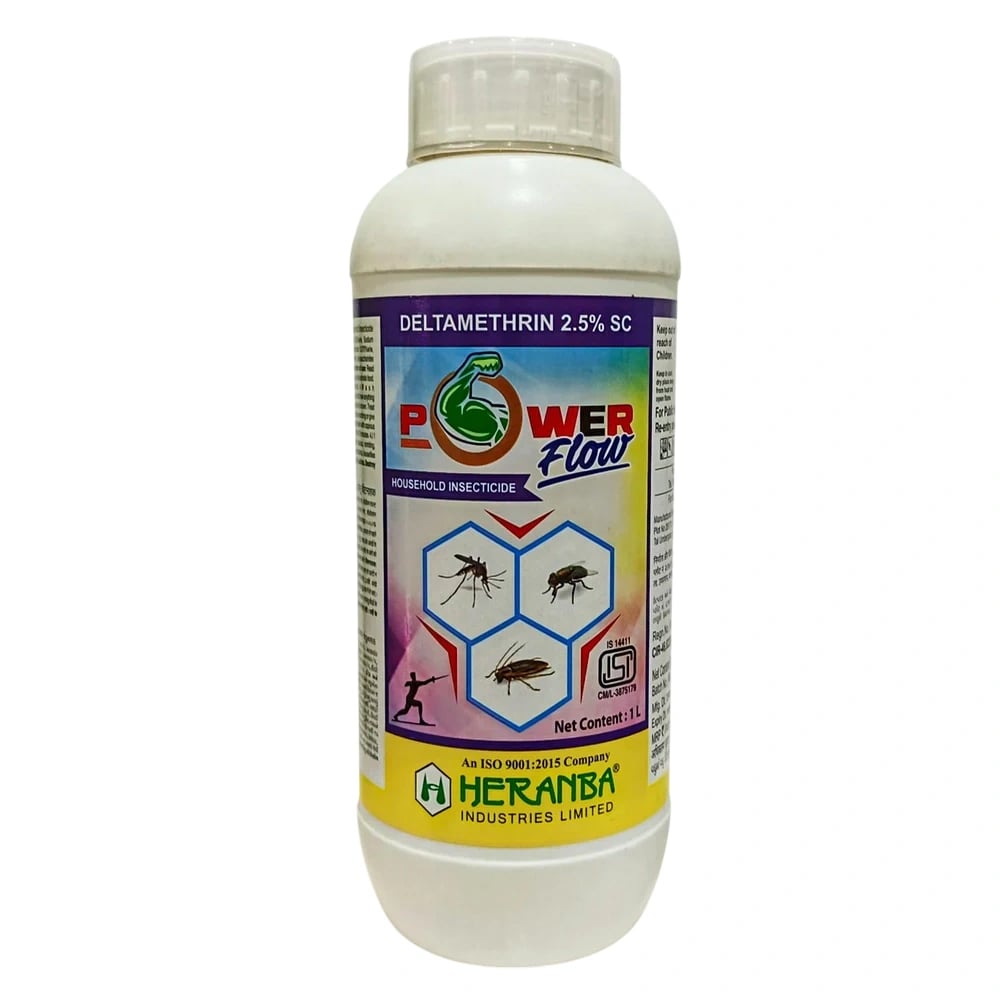 Heranba PowerFlow Deltamethrin 2.5% SC Insecticides, Can be used with residual spray for insects like mosquitos, spiders, Housefly.