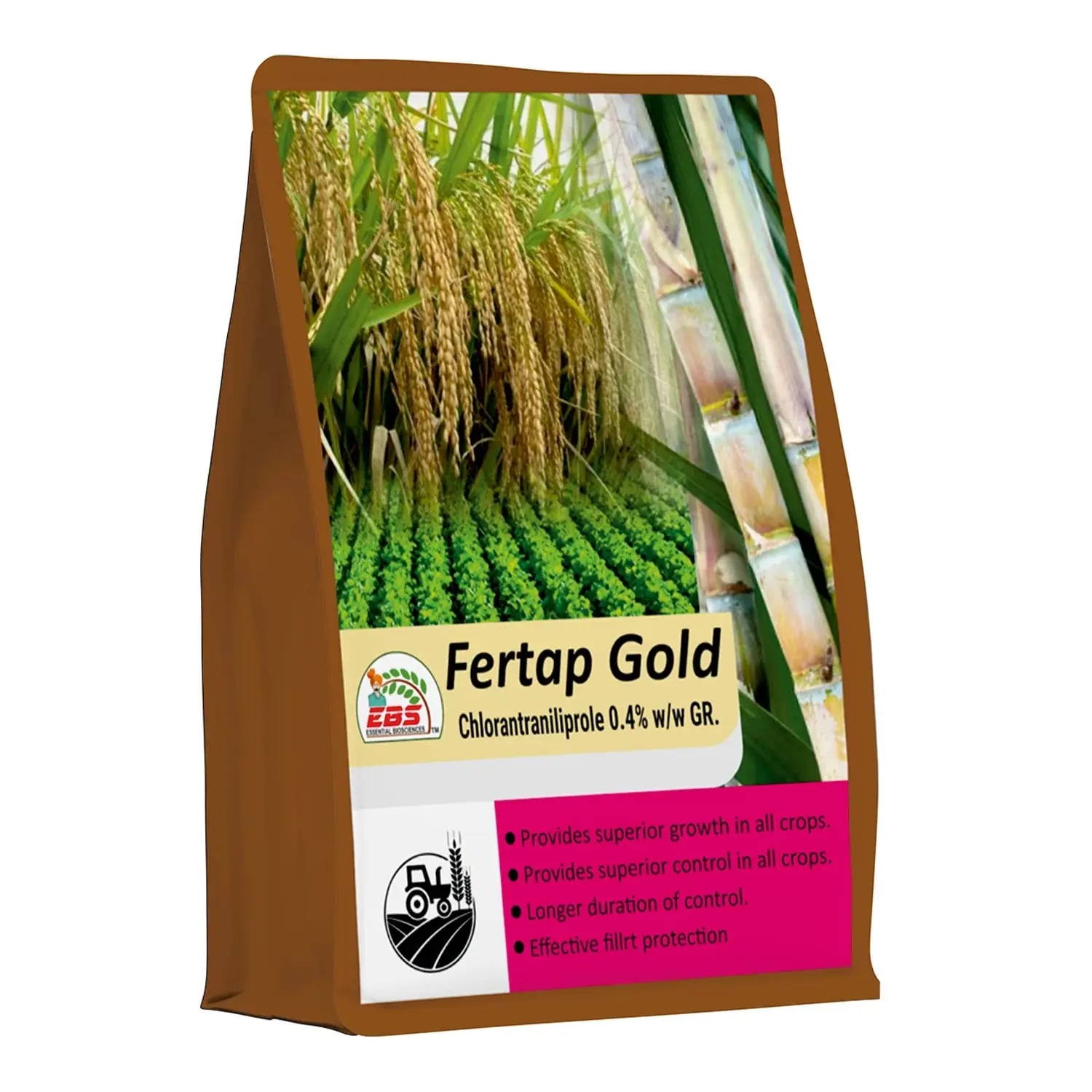 EBS Fertap-Gold Chlorantraniliprole 0.4% GR Insecticide, Effective For Borer Control In Rice And Sugarcane Crops.