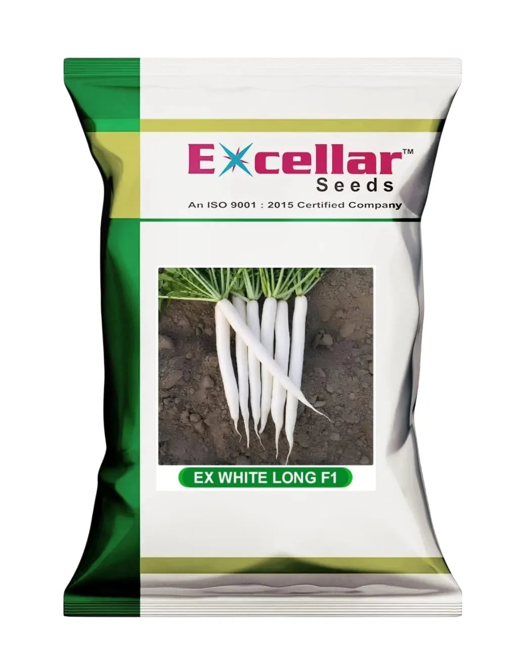 Excellar Ivory White Radish Seeds (White Long F1) White Roots And Early Maturity