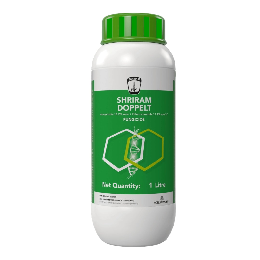 Shriram DOPPELT Azoxystrobin 18.2% + Difenoconazole 11.4% SC Fungicide, Broad-Spectrum, Controls Fungal Diseases In Crops
