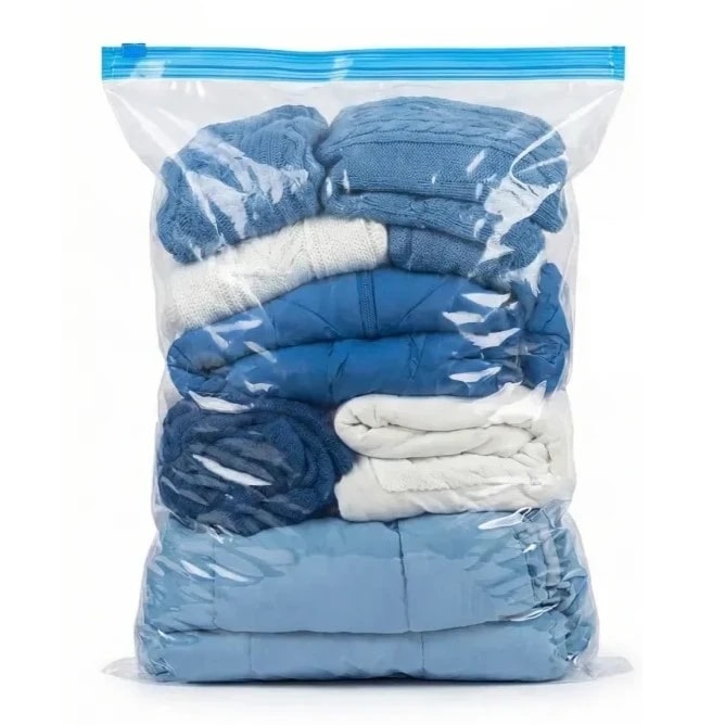 Vacuum Storage Bags with Suction Pump & Shirt Clips Big Capacity Space Saver Set (5 Pcs Set)