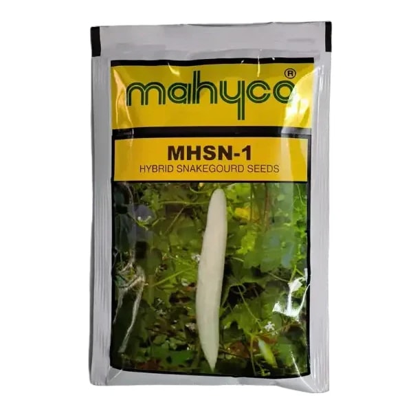 Mahyco MHSN-1 F1 Hybrid Snake Gourd Seeds, White Slender Fruits, High Yield Variety