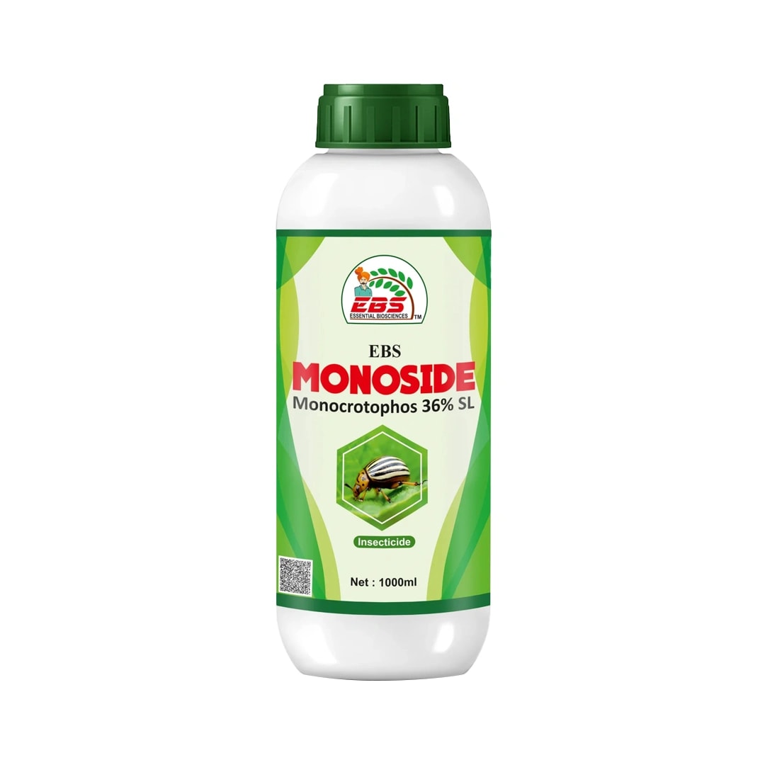 EBS Monoside Monocrotophos 36% SL Insecticide, Controls for Brown Plant Hopper, Green Leaf Hopper, Bollworms, Aphid, Jassid, Thrips, Whitefly.