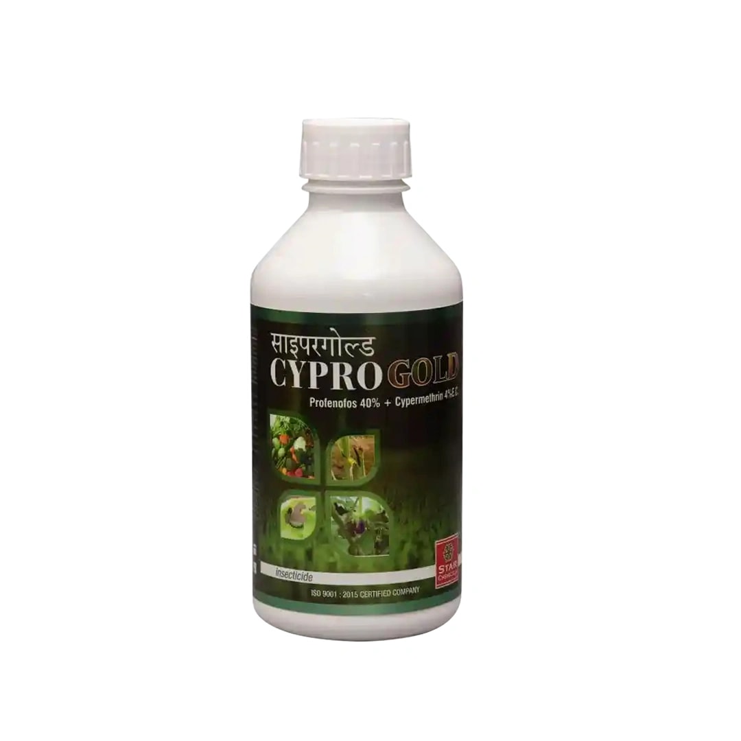 Startek Chemicals Cyprogold Profenofos 40% + Cypermethrin 4% EC For Effective Controlling the Insects.