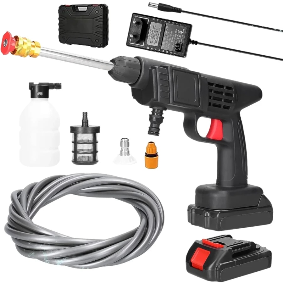 48V Wireless High Pressure Car Washer Gun, Rechargeable Water Spray Cleaning Kit