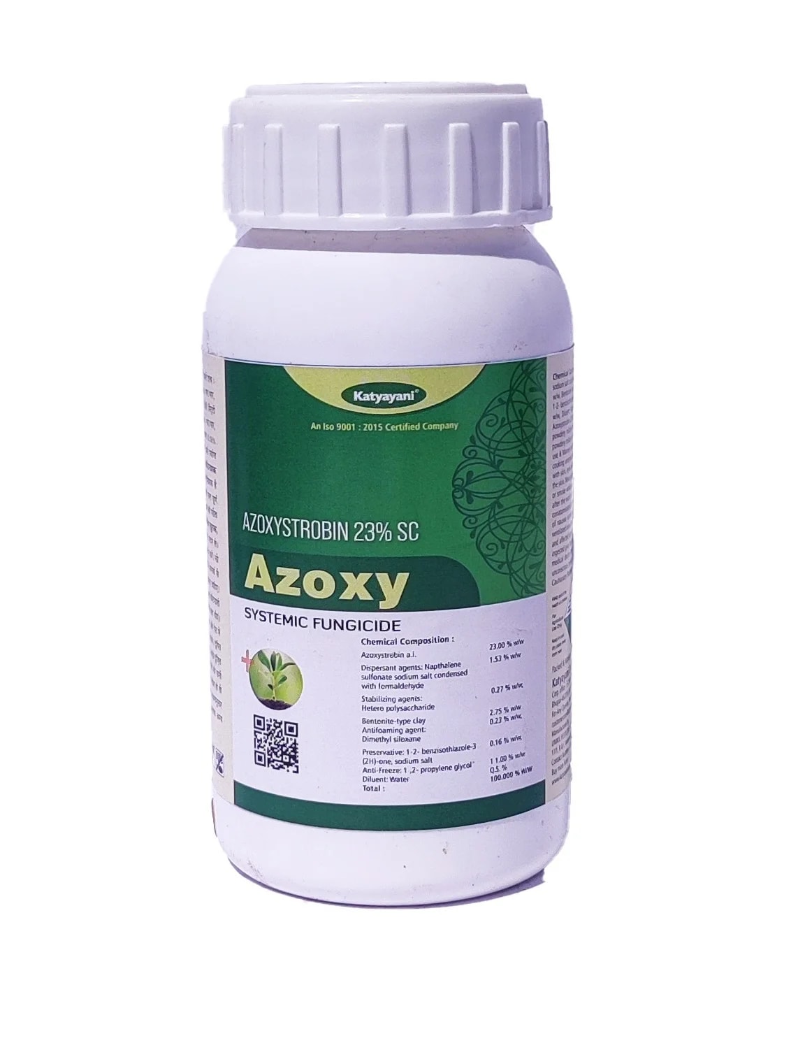 Katyayani Azoxy Azoxystrobin 23% SC Systemic Fungicide, Effective Against Downy Mildew, Powdery Mildew, Fruit Rot, Anthracnose, Early and Late Blight.