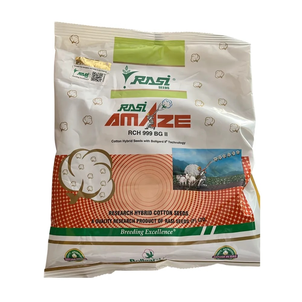 Rasi Amaze RCH 999 BG II Hybrid Cotton Seeds, High Yield & Pest Resistance (475 Gm)
