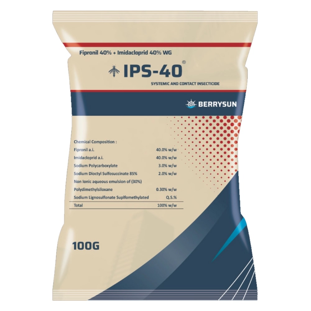 Berrysun IPS-40 Fipronil 40% + Imidacloprid 40% WG Insecticide, Efficient For Controls White Grubs And Sucking Pests