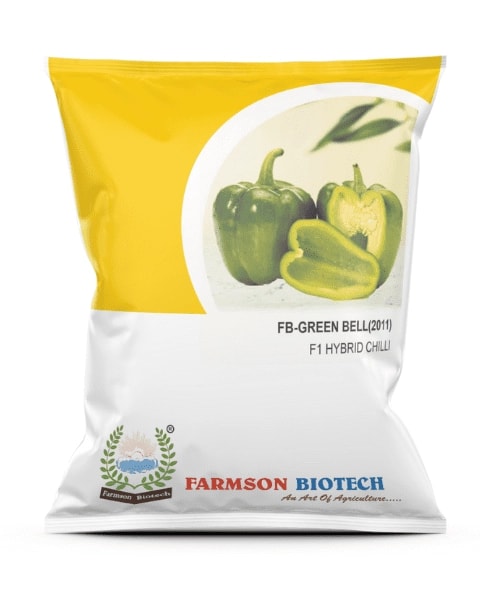 Farmson FB 2011 F1 Hybrid Green Bell Capsicum Seeds, Light Green Fruit Color, High Yielding Variety