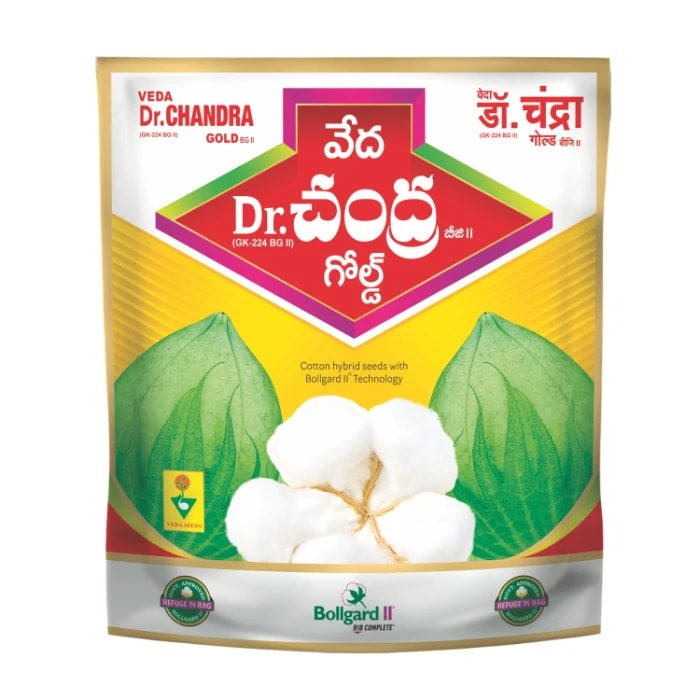 Veda Dr.Chandra Gold GK-224 BG-II Hybrid Cotton Seeds, Medium Crop Duration, Big Boll Size (475 Gm)
