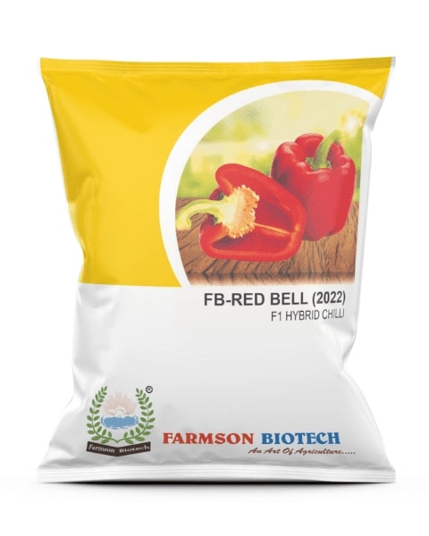 Farmson FB 2022 Red Bell Capsicum F1 Hybrid Sweet Pepper Seeds, Medium Tall with Semi Spreading Plant