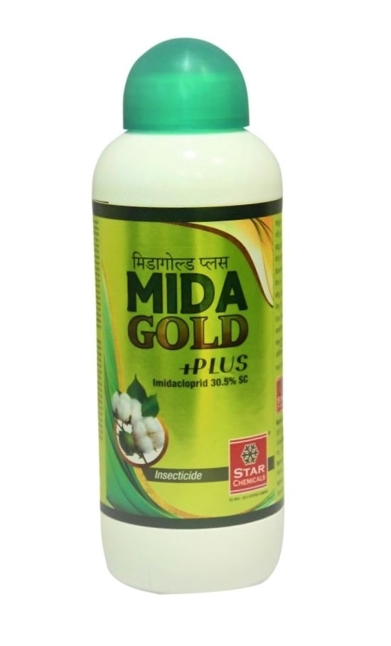 Startek Chemicals Midagold Plus Imidacloprid 30.5% SC Insecticide. Best Use Against Aphids, Whiteflies, Jassids, Thrips, Brown Plant Hopper