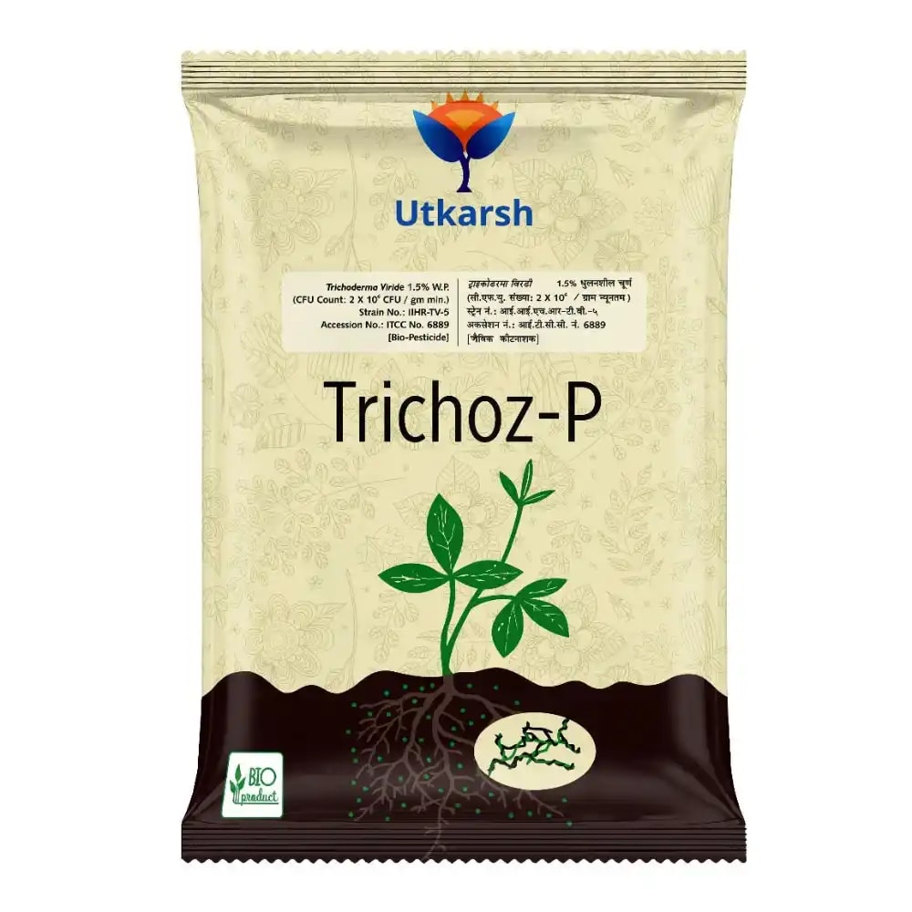 Utkarsh Trichoz-P (Trichoderma Viride 1.5% W.P.) Bio Pesticides, Protects Crop & Plants Against Soil-Borne Pathogens