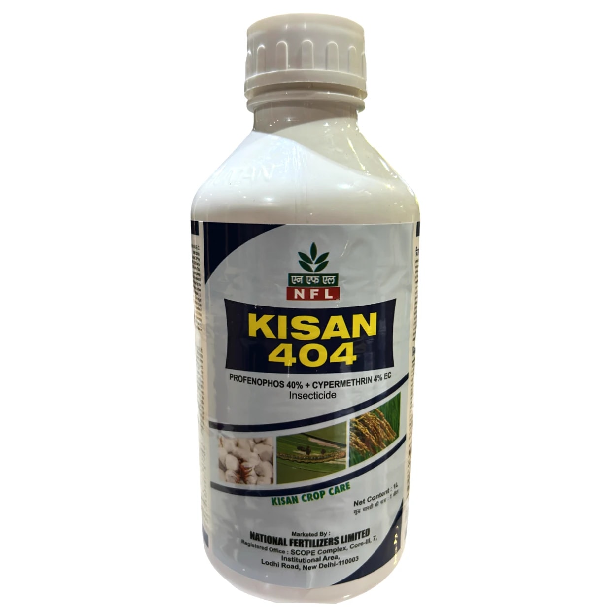 NFL Kisan 404 Profenophos 40% + Cypermethrin 4% EC Insecticide, Effective For Sucking And Chewing Pests In Crops