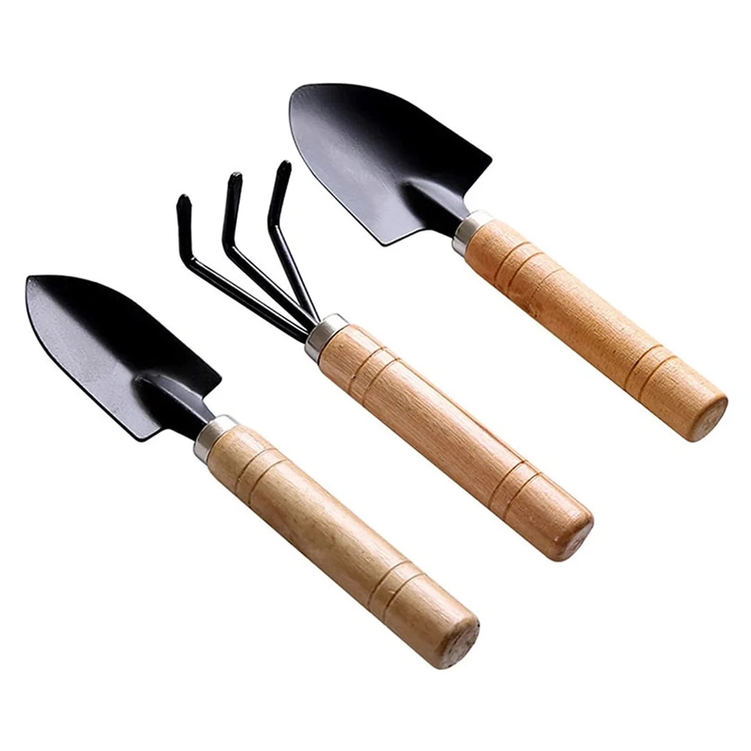 Garden Tool Kit With Wooden Handles For Planting, Potting, Ideal For Home And Farms