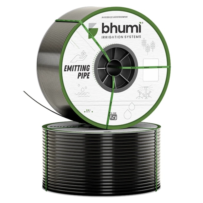 Bhumi 16mm - 0.2mm Flat Drip Inline Irrigation Pipe, Clog-Resistant Emitters Ensures Uniform Water Flow In Field (800 MTR)
