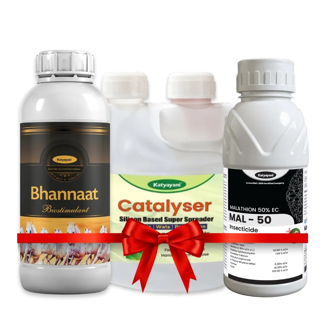 Katyayani Fruit Fly Control Combo, Solution To Protect Crops From Fruit Fly, Borers and Other Pest (Mal-50 250ml, Bhannaat 250ml, and Catalyser 100ml)