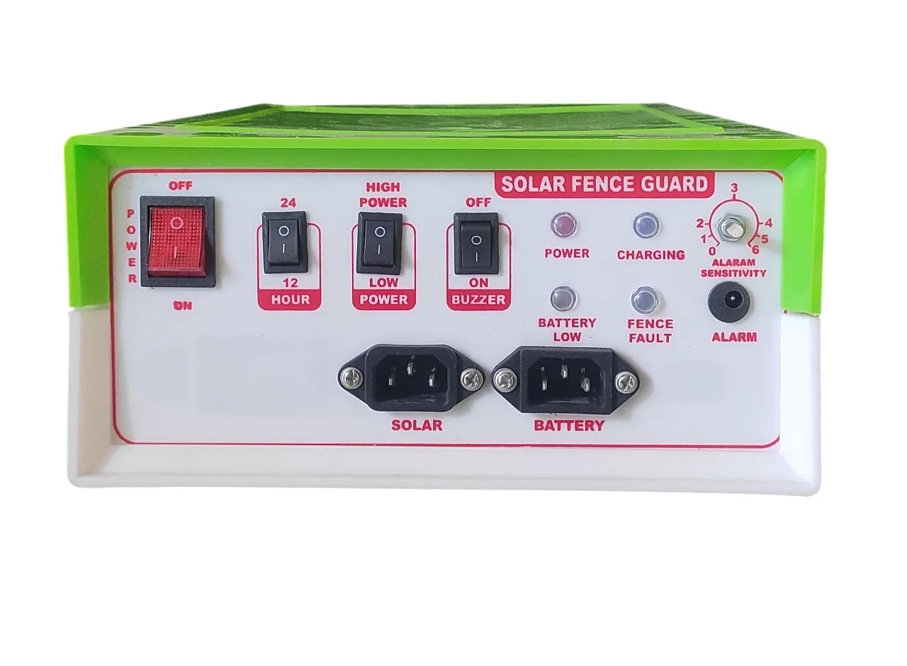 Urja 15 KV Digital Solar Fence Energizer Combo Set For 50 Acre With Battery 12V x 26Ah, Earthing Set And Solar Panel 40 Watt.