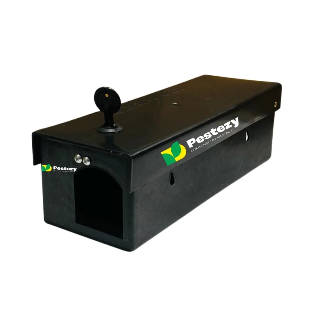 Pestezy Rodent Bait Station, Roda Box Plastic Repellent, Key And Lock Mechanism, Indoor Or Outdoor Use
