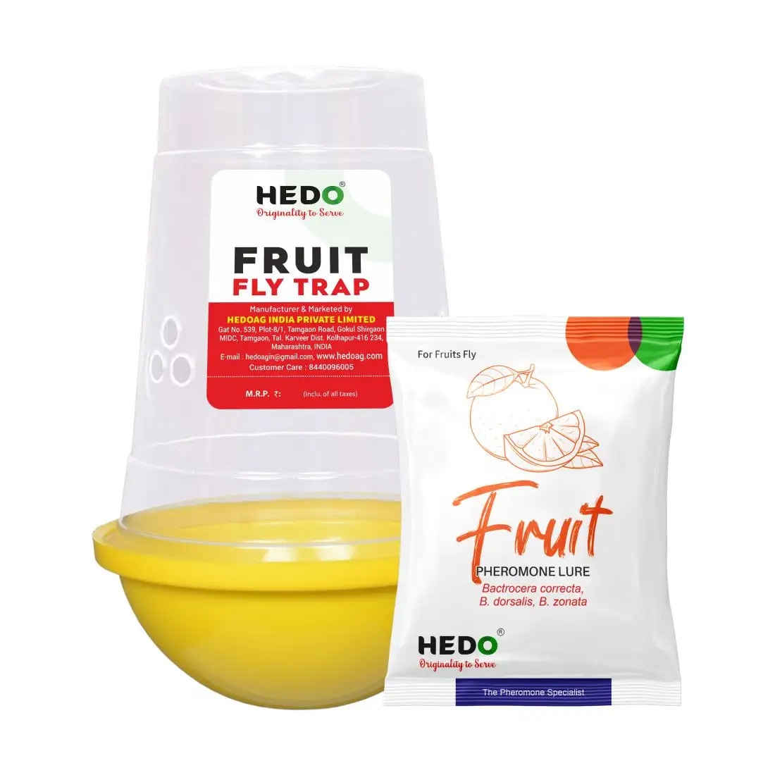 HEDO Fruit Fly Trap Yellow IPM With Fruit Fly Lure (Bactrocera Correcta, Bactrocera Zonata, Bactrocera Dorsalisa) Control Fruit Fly In All Fruits