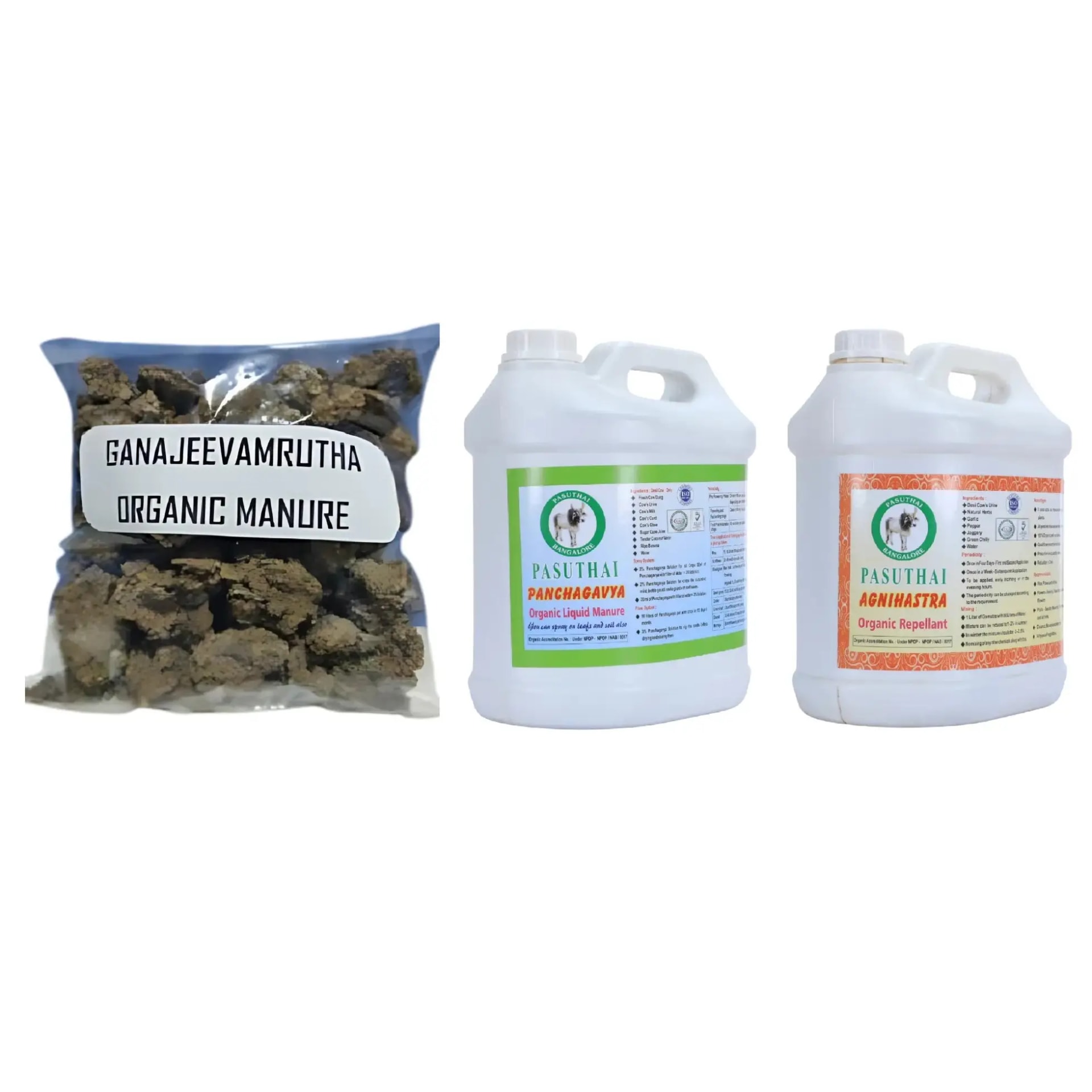 Pasuthai Panchagavya (5L), Agnihastra (5L) & Ganajeevamrutha (5Kg) Combo Products, Increases Plant\'s Resistance & Corp Yield