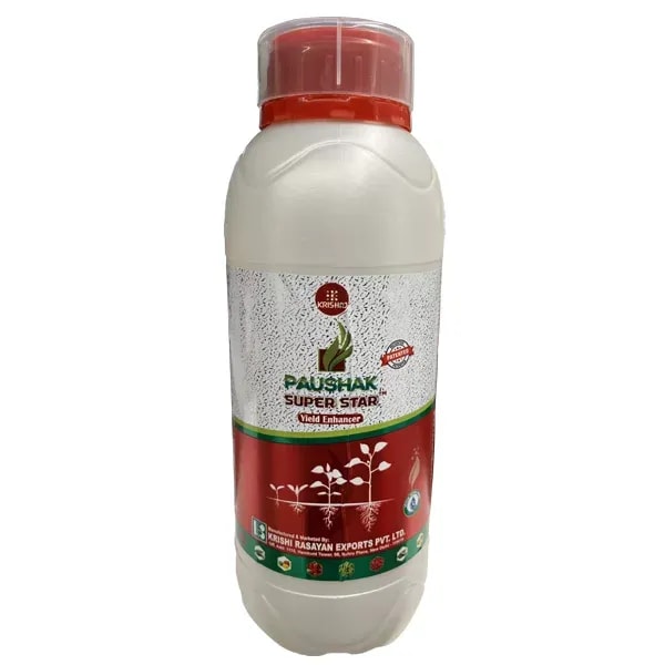 Krishi Rasayan PAUSHAK SUPER STAR Gibberellic Acid 0.45% SL Plant Growth Stimulant, Improve Flowering, Fruiting And Chlorophyll In Crops