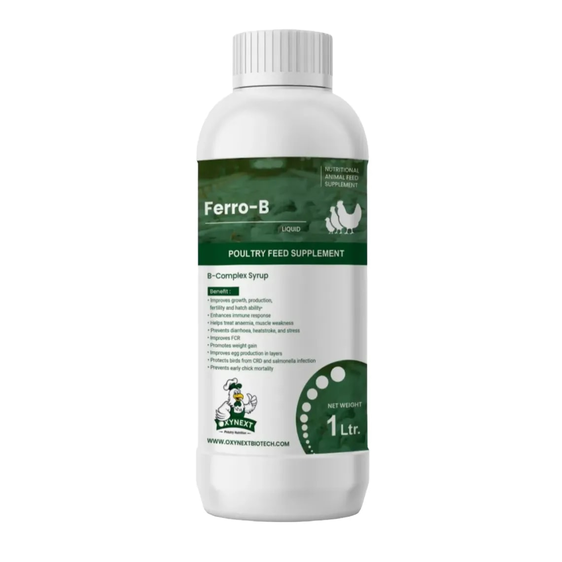 OXYNEXT Ferro-B Poultry Feed Supplement, B-Complex Syrup for Growth & FCR