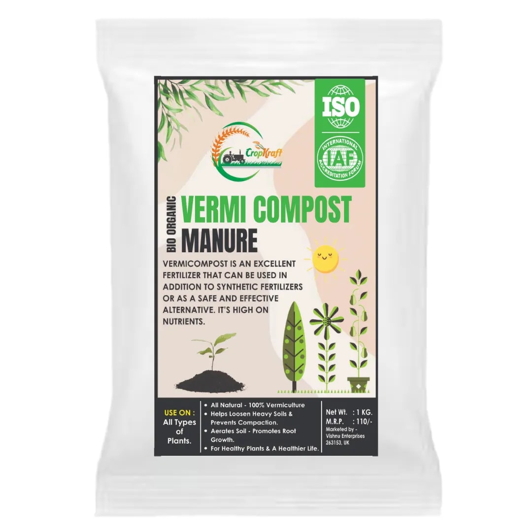 Cropkraft Vermi Compost, Premium Organic Fertilizer For Healthy Plants, Enhances Soil Aeration & Better Plant Vitality