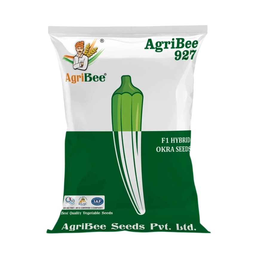 AgriBee 927 F1 Hybrid Okra Seeds High Yield Dark Green Variety