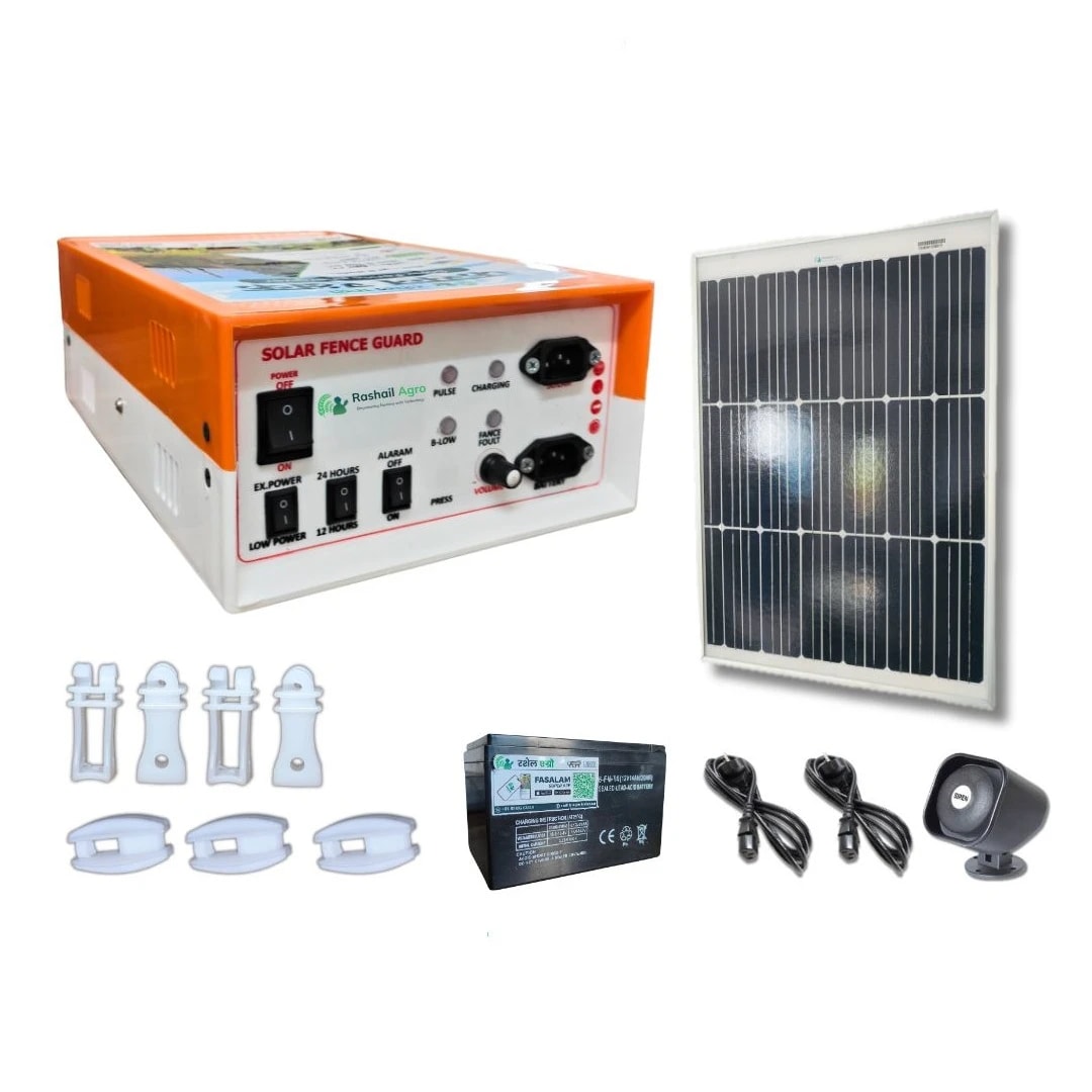Rashail Solar Zatka Machine Combo Kit 8KV, Farm Fence Solution For Up To 10 Acres (Zatka Machine + Solar Panel + Battery + Insulators Included)